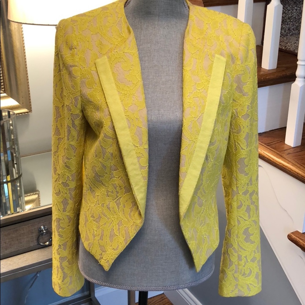 Yellow and beige cropped lace jacket